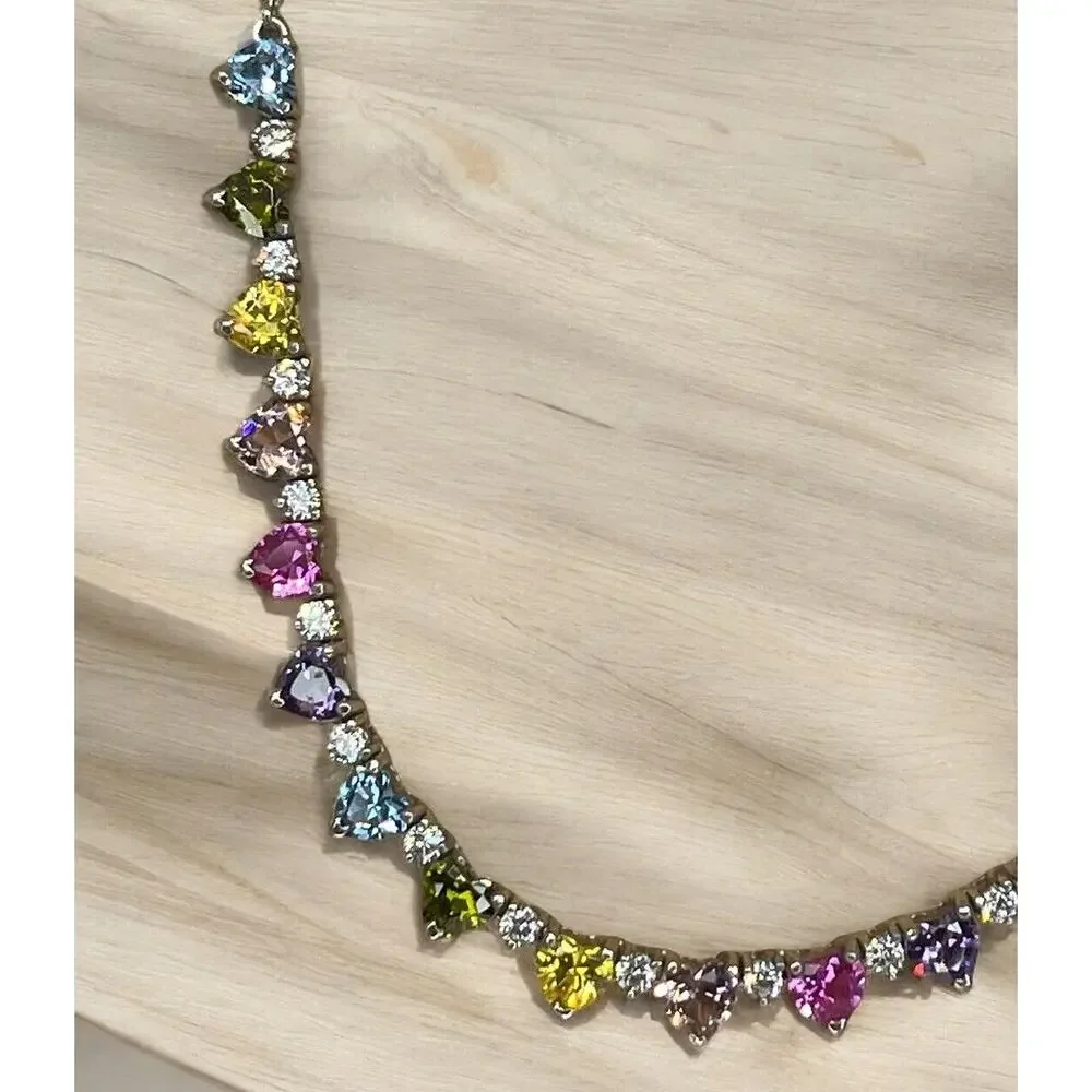 Sterling Silver 'Endless Love' Heart Necklace Stunning Fashion Trendy Glam NEW